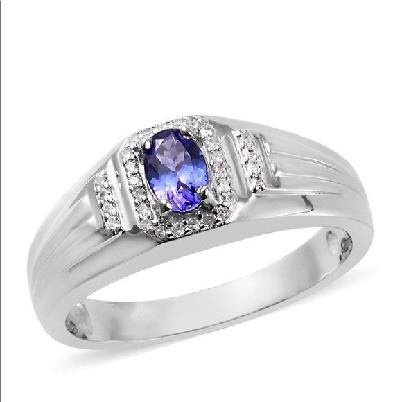 Rare unisex AAA natural earth mined Tanzanite and Zircon Ring - Picture 2 of 6